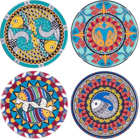 Signes Grimalt Sottobicchiere rotondo blu 4U - Set di 4 sottobicchieri vintage per cucina e sala da pranzo