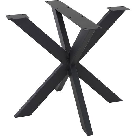 ML-Design Pata de Mesa Industrial Cruzadas 85x71x85 cm Negro Diseño Araña Forma X Patines Metálicos para la Base de Encimera Acero con Recubrimiento Polvo Pies Soporte Auxiliar Decorativo de Hogar