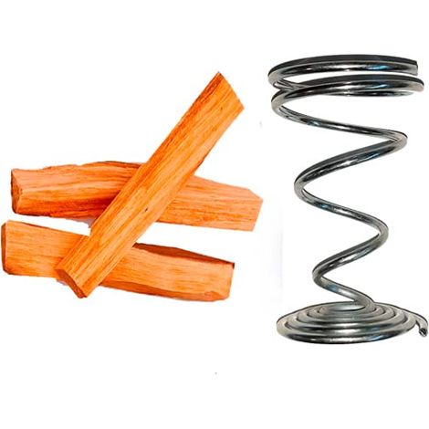 Brûle d'encens en métal pour porte pieu saint, bois, sauge, herbes, smudge, bois parfumés - aussi avec 3 bois 1 sauge et pima (brûleur + 3 bois)