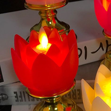 Lampe lotus LED, lumière douce et naturelle, réaliste, sûre, inodore et durable, idéale pour la chambre, le bureau ou le salon (rouge). (1/5)