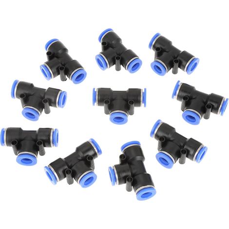 10 Stück 10 mm 3/8 T-förmige pneumatische Verbinder, Schnellkupplungen für Druckluftleitungen, Schlauchverbinder (1/5)