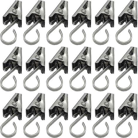 100 crochets de rideau de douche, pinces pour rideau de douche et serviettes, crochets pour rideaux-3.5x1.9cm-Silver (1/3)