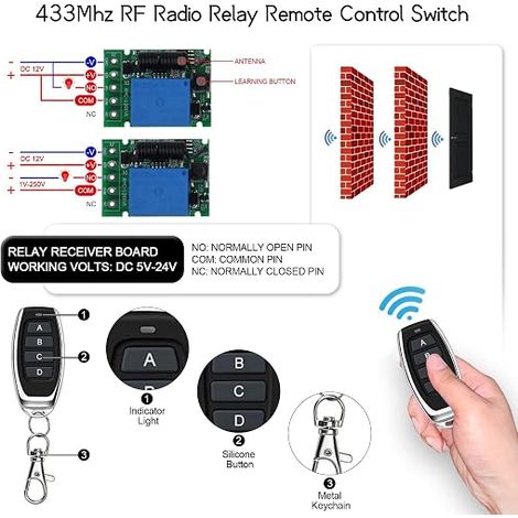 Relais Télécommandé Sans Fil 12V, Interrupteur DC 5V/12V/24V (1/3)