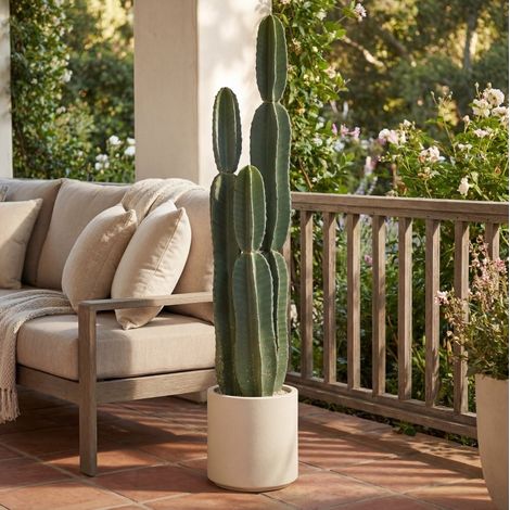 Pianta artificiale cactus 111 cm verde in EVA con vaso decorativo (1/5)