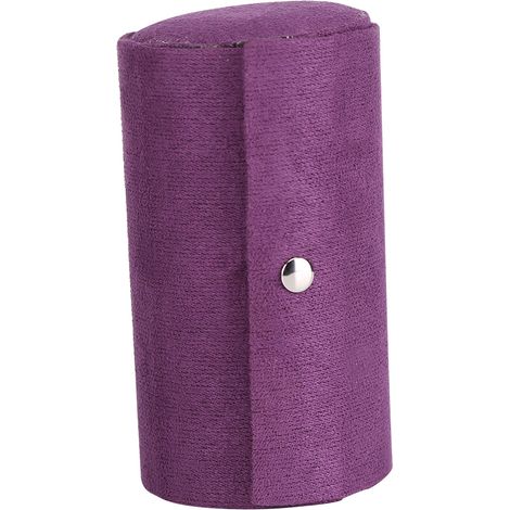 Écrin de rangement pour bijoux cylindrique 3 niveaux portable, violet, idéal comme cadeau pour filles et femmes, organiseur de bijoux.