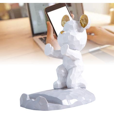 Support de téléphone/tablette Ours mignon, support de bureau, support pour téléphone/tablette Ours violent, blanc (1/5)