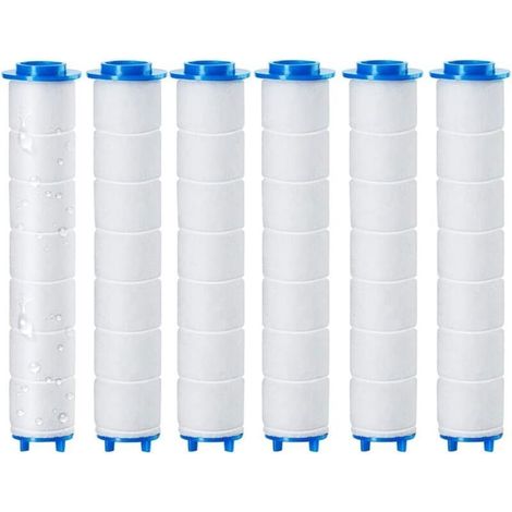 Filtres de douche remplaçables 6 pièces 9,5 x 2,4 cm, filtre de douche amovible, osmose inverse, filtration du chlore, du fluor et des particules (9,5 x 2,4 cm) (1/5)