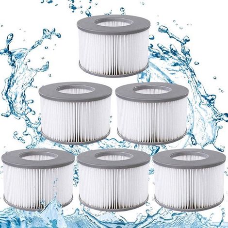 Filtri di ricambio (6 pezzi) per vasche idromassaggio MSPA, cartucce filtranti, filtri per l'acqua, piscine gonfiabili, pompe filtro, piscine e accessori (1/5)