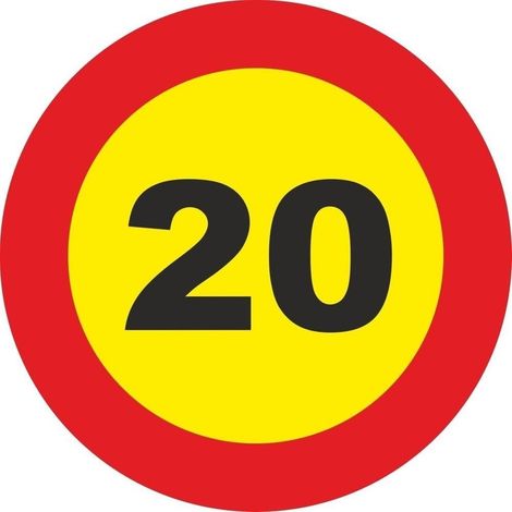 Señal vial 700x700mm metalica velocidad mÁxima 20 v10020