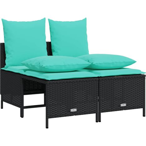 Maison Exclusive - Set Divani da Giardino 4 pz con Cuscini Nero in Polyrattan