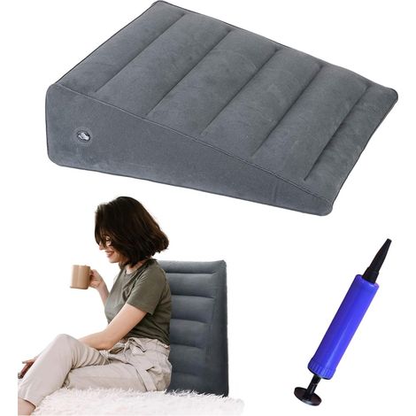 Coussin de Siege,Coussin de siège Gonflable,Oreiller Triangulaire Gonflable,Oreiller Triangulaire de Dossier,Idéal pour soulager la Douleur postopératoire,Les blessures aux Pieds,Le Sommeil (1/5)