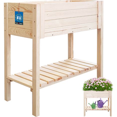 Maceta para hierbas, caja para verduras con estante, madera, 79 cm