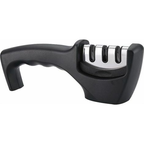 Aiguiseur Couteaux, 3 en 1 Aiguiseur de Couteaux Professionnel, Manuel Affuteur Couteaux Affûteur, Eguiseur de Couteau pour Couteaux en Acier Inoxydable de Toutes Tailles(Noir), (1/5)