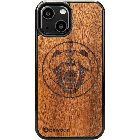 Holzhülle für iPhone 13 Mini Merbau Bär (1/3)