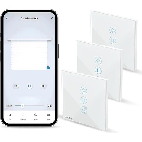 Interrupteur Volet Roulant, Interrupteur Tactile pour Rideau de Fenêtre, Interrupteur Connecté WiFi, Compatible avec 3PCs (1/5)