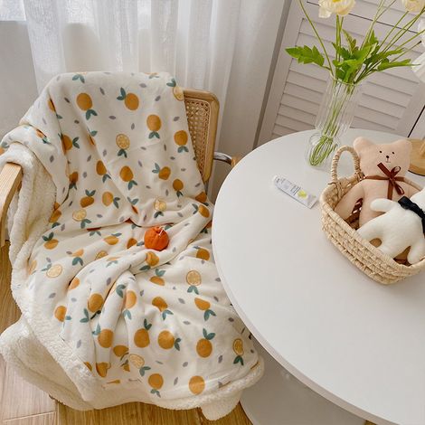 Couverture enfant mignon cartoon doux confort plaid pour maison bureau école voyage Petit Orange 100x150 (sans fermeture éclair) (1/5)