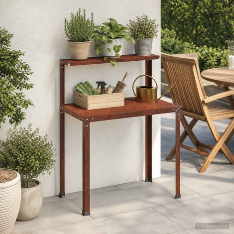 vidaXL Mesa de trasplante 60 x 50 x 104 cm Acero oxidado Oxidado (1/5)