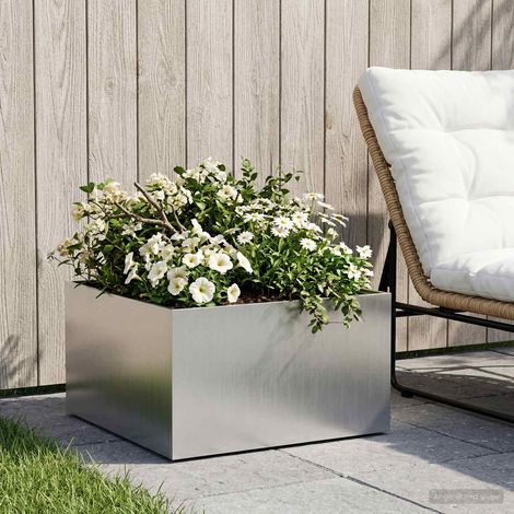 vidaXL Cache-pot de jardin Argenté 40 x 40 x 30 cm Acier inoxydable (1/5)