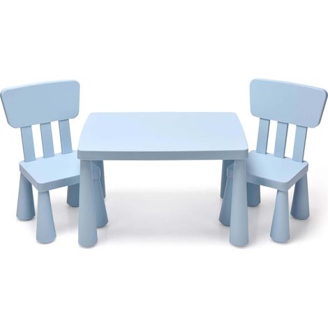 Ensemble table et 2 chaises enfant bleu en PP avec bords arrondis et dossier ergonomique pour chambre, salle de jeux et salon (1/5)