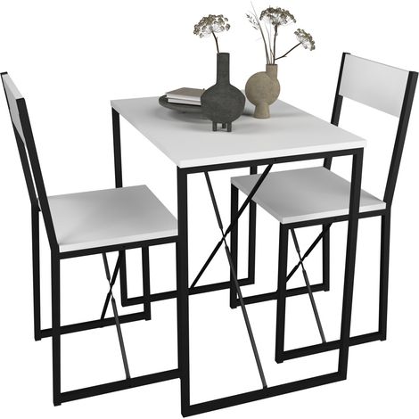 VCM 3 pz In Legno Da Pranzo Gruppo Da Cucina Tavolo Da Pranzo Tavolo Da Pranzo Set Tavolo Gruppo Sedie da Tavolo Insasi M (Bianco) (1/2)