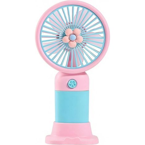 Ventilateur portable, mini ventilateur de bureau rechargeable à motif floral, mini ventilateur portable rechargeable par USB, refroidisseur de voyage portable (rose)-AquaForge