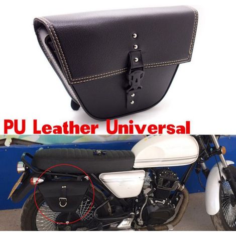 sac latéral de moto triangulaire Sac de selle latéral de moto en cuir synthétique Triangle pour auto cyclomoteur Noir (1/4)