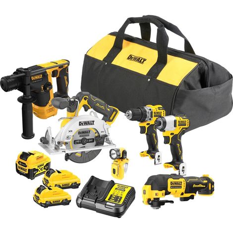 Set combinato - 6 pezzi starter set 12V - DEWALT - con 1 batteria 5.0Ah + 2x 2.0Ah - caricabatterie - borsa di trasporto - DCK611P1D2-QW