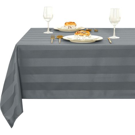 Nappe imperméable lavable rectangulaire gris rayé 140x240cm