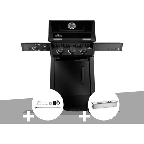 Barbecue gaz Freestyle 365 noir PRO 3 brûleurs + 1 bruleur sizzle zone + Rôtissoire + Boitier de fumage - Napoléon (1/5)