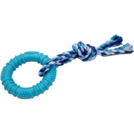 Yarro Giocattolo per cani Anello in gomma con cordino di cotone 7/15cm - Anello in gomma con cordino di cotone 7/15cm