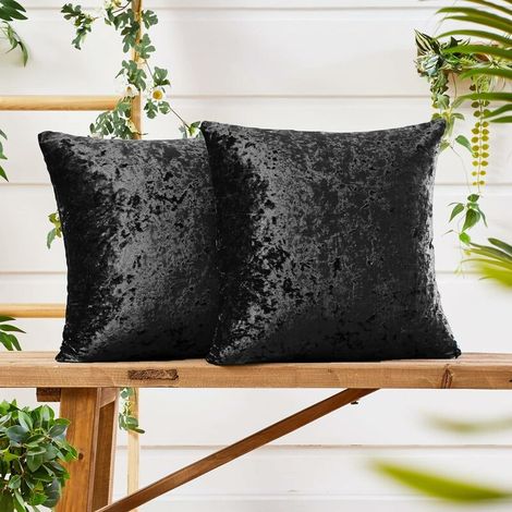 Set of 2 Soft and Resistant Cushion Covers, Black, for Bedroom Living Room, 40x40CM (1/4)