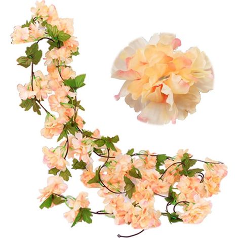 Faux Cerise Vigne Fleurs Plante Artificielles Lierre Suspendu Guirlande de aux Feuilles pour Hôtel Jardin Décor 2 Pack 230cm Soie Vertes (1/5)