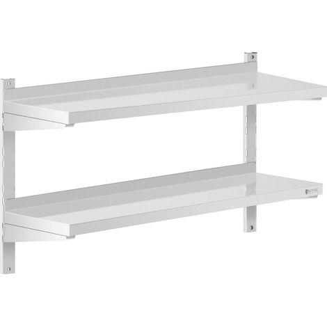 Étagère murale professionnel acier inoxydable - 2 tablettes - 30 x 100 cm (1/3)