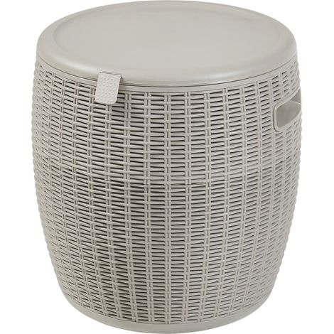 Sgabello da giardino con refrigeratore 44 x 40 cm marrone chiaro 030011102