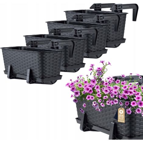 KADAX 4x Cajas de balcón 40cm antracita con asas (1/5)