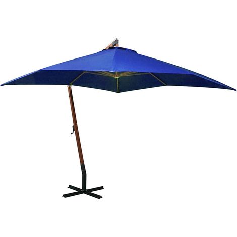 Parasol suspendu - Parasol déporté Parasol de Jardin avec mât Bleu azuré 3x3 m Bois de sapin massif BV679668 - BonneVie (1/5)