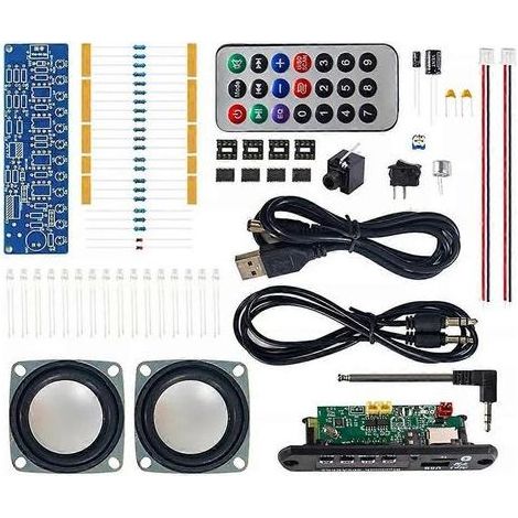 Kit Enceinte Bluetooth - Montage Soi-Même - Amplificateur 2x3 W - Radio FM 85,7-108 MHz - Écran Numérique Couleur - Compatible SD/USB/LINEIN - Acrylique - 1 Pièce (1/5)
