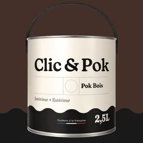 Peinture Bois Extérieur – POK BOIS - 2,5L - RAL 8017 - Brun chocolat- Résistante aux intempéries - Ne s'écaille pas