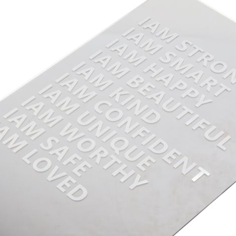 Inspirationsspiegel mit LED-Beleuchtung, Acryl, USB-Anschluss, dekorativer Mehrzweckspiegel, Motivationsspiegel, Nachtlicht, silberfarbenes Acryl, 40 x 20 cm
