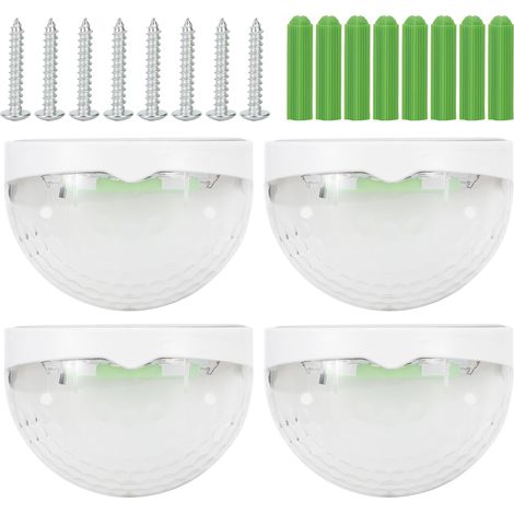 Lot de 4 appliques murales solaires d'extérieur étanches, semi-circulaires, 6 LED, boîtier blanc, lumière blanche (1/5)
