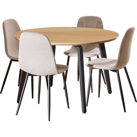 Conjunto de mesas y sillas para comedor Norsica 1008, Beige, 75x0x0cm, Diámetro: 120, Número de asientos: 4, Estilo: Contemporary (1/5)