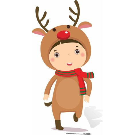 Figurine en carton enfant déguisé en Renne de noël - Haut 92 cm (1/4)