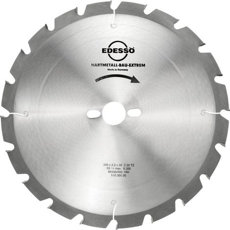 EDESSÖ Bausäge - HW Kreissägeblatt für den harten Einsatz, NAGELFEST, HW 300x3,2/2,2x30 Z=20 FF (1/3)