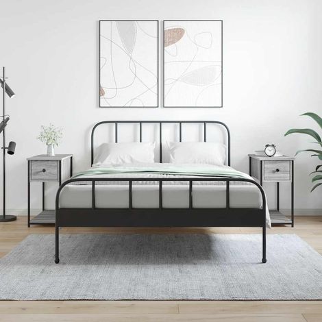 vidaXL Mesitas noche 2 uds madera ingeniería gris Sonoma 30x60x60 cm (1/5)