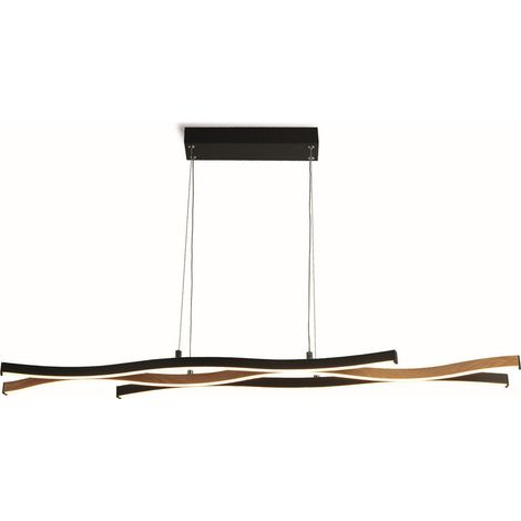 Bloom Suspension de plafond à DEL Swirl, noir avec effet bois (1/5)