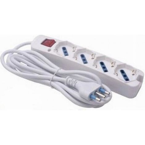 TRADE SHOP - Multipresa 4 Uscite Universali Con Interruttore Luminoso Spina 16a Cavo 3mt 80190n - (1/3)