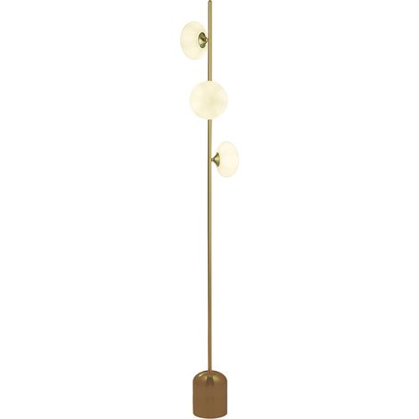 Piantana Contemporaneo Ciottolo Acciaio Ottone Vetro Bianco 3 Luci G9 (1/5)
