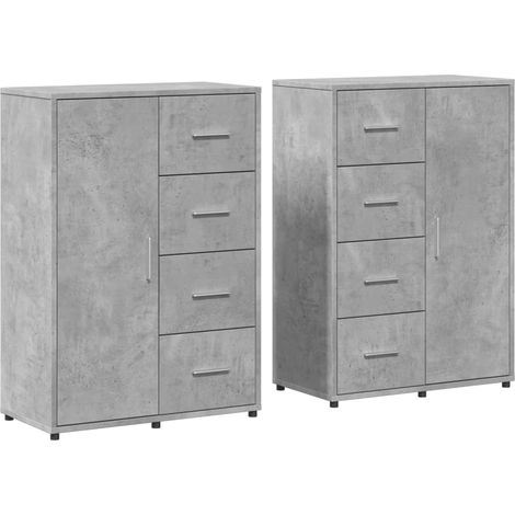 Aparador buffet cómoda armario mueble organizador cocina salón salón juego de 2 60 x 31 x 84 cm madera contrachapada gris 020036861