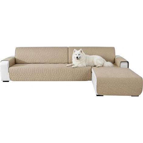Housse de canapé imperméable en forme de L 3 places, résistante aux rayures, pour chien et chat, antidérapante, pour canapé d'angle droite/gauche, universelle, réversible, pour canapé en forme de L (1/5)