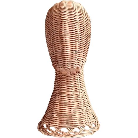 Porte Chapeaux,Tête de Présentation en Rotin pour Écharpes et Chapeaux (1/5)